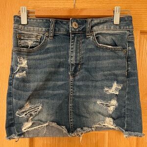 American Eagle Outfitters Blue Distressed Mini Skirt
